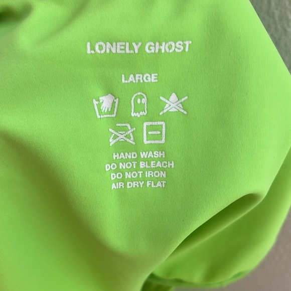 Lonely Ghost Neon Green Thigh High 1 Piece Swimsuit Women Size L BLEMISH - Picture 4 of 5